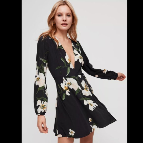 Aritzia Wilfred Black Japanese Polyester Diane Wrap Dress, S - Picture 7 of 7